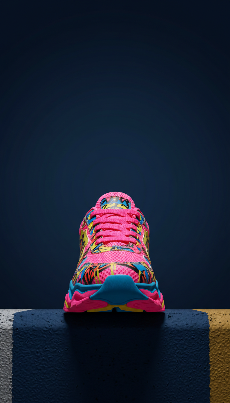 Neon pink graffiti chunky sneaker