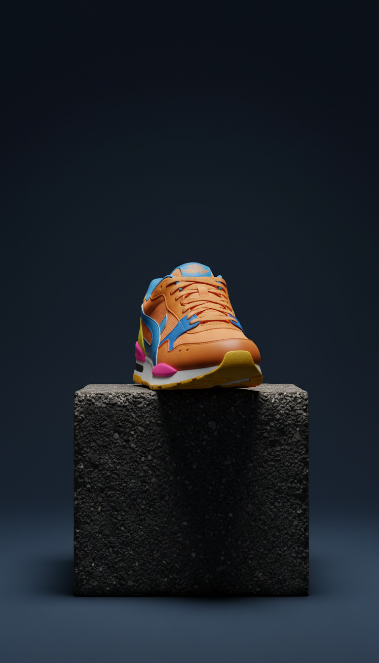 Signal orange graffiti chunky sneaker